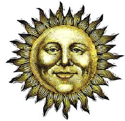 sun with human face illustration